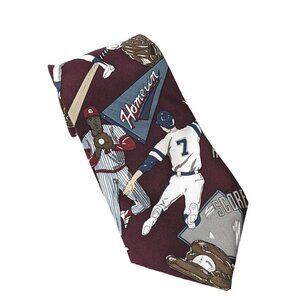 American Sports Baseball Player Homerun Strike Score Glove Bat Novelty Necktie